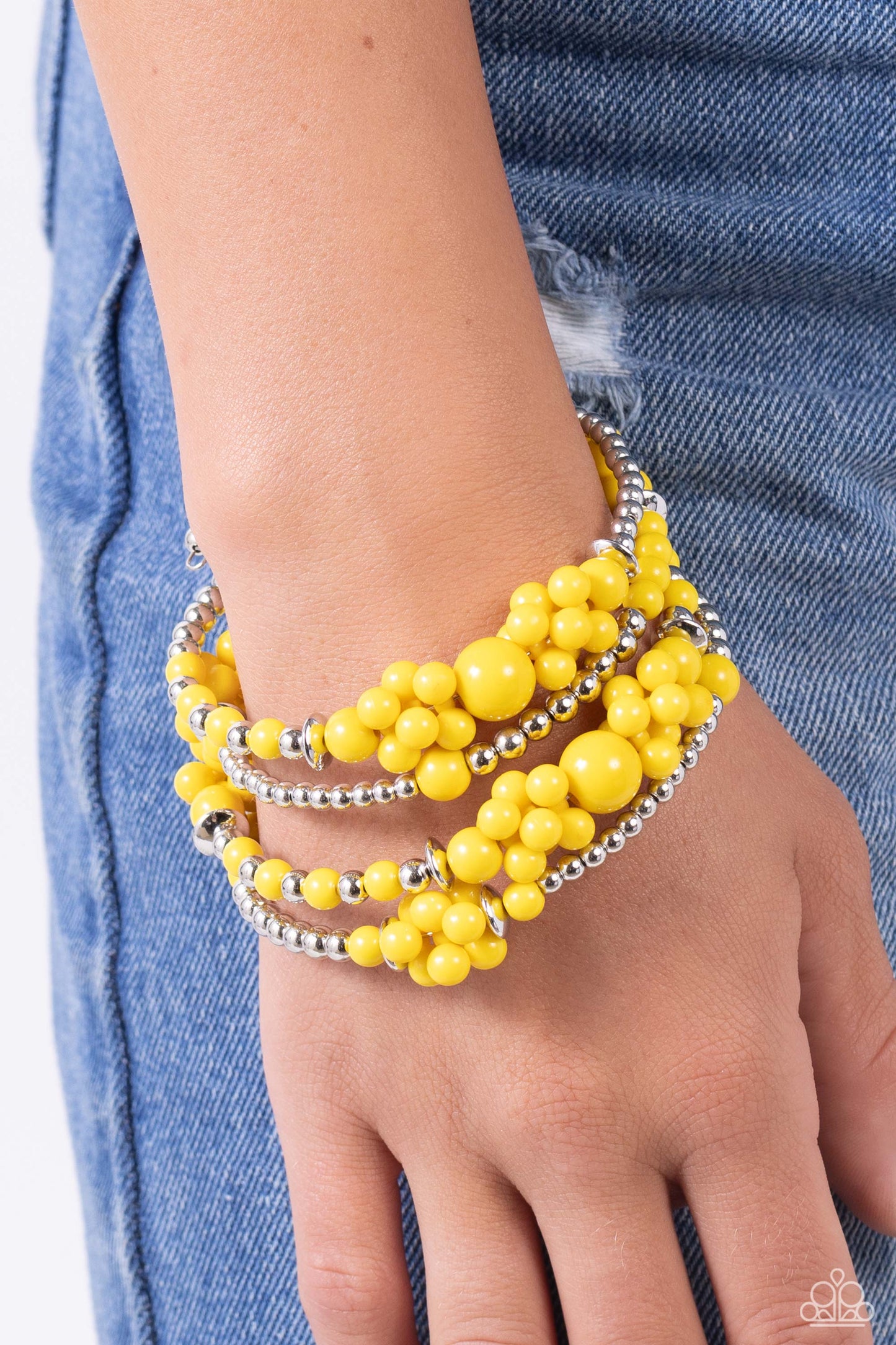Compelling Clouds - Yellow Paparazzi Accessories