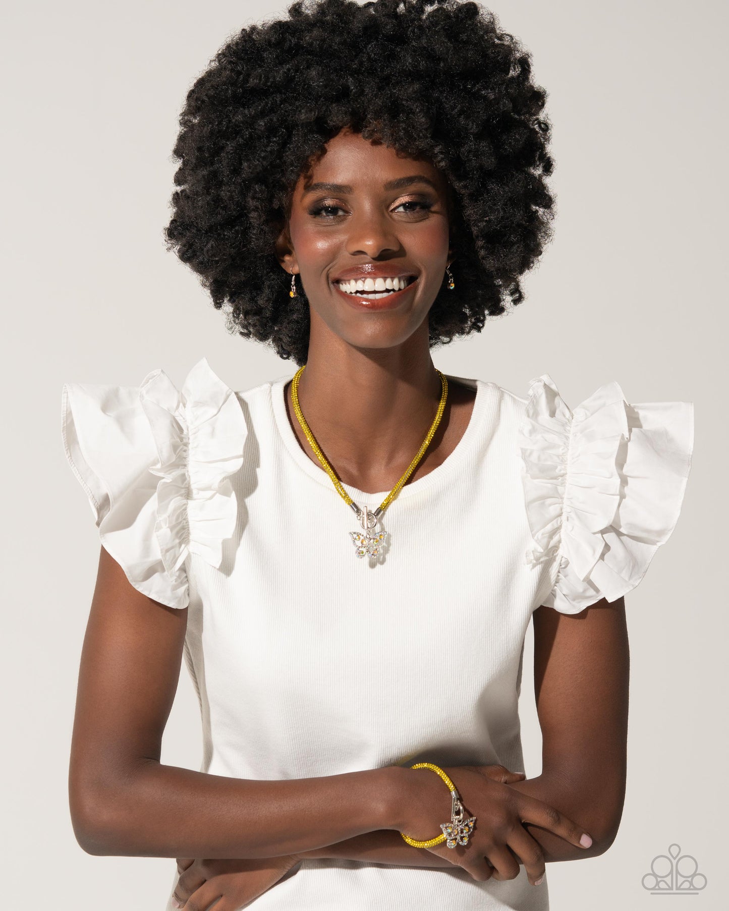 On SHIMMERING Wings - Yellow Paparazzi Accessories