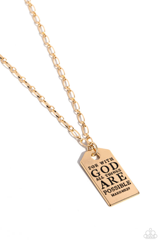 Possible Pendant - Gold Paparazzi Accessories